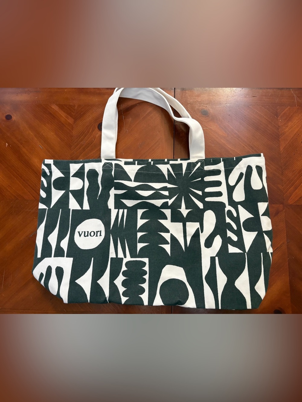Vuori Dark Green & White Pattern Tote Bag - Picture 2 of 6
